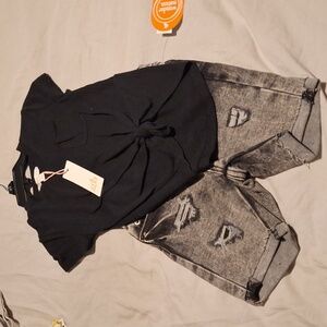 2T girls denim shorts and top